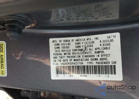 2015 Honda Accord Ex-L из США, поврежденный, VIN 1HGCR2F83FA025264